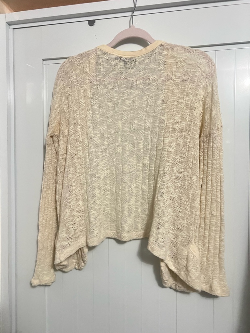 Lightweight Cream Knit Open-Work Sweater